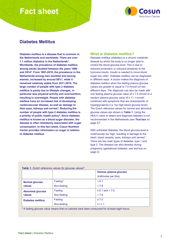 Fact sheet - Diabetes Mellitus