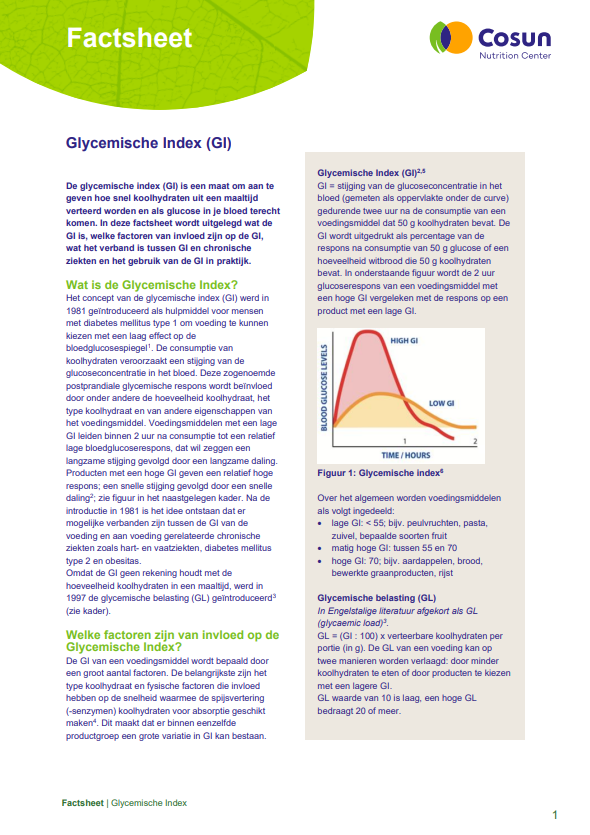 Factsheet - Glycemische Index 