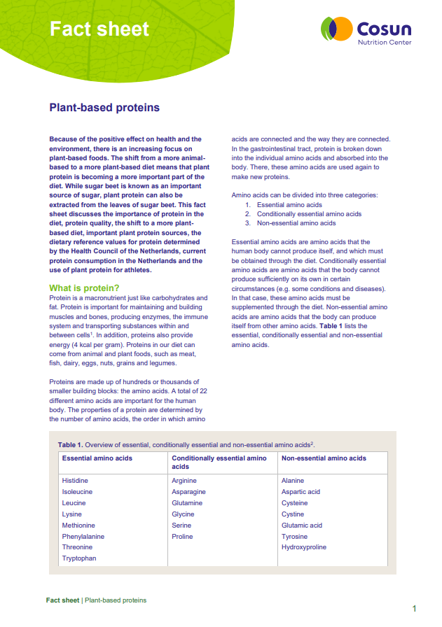 Fact sheet - Plant-based proteins